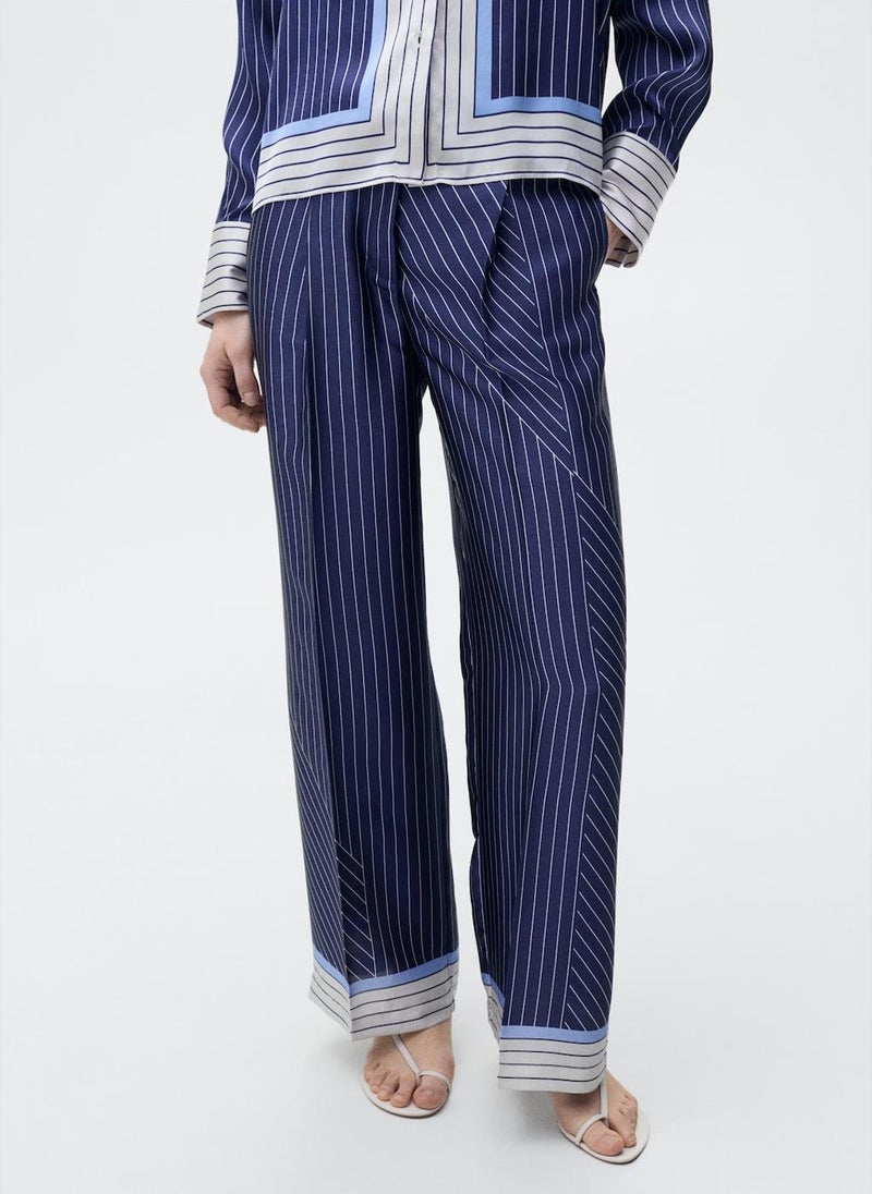 Satin Trousers With Combined Stripes