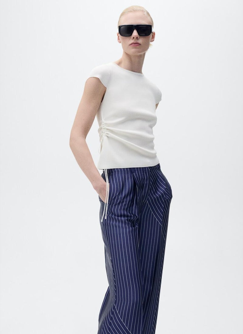 Satin Trousers With Combined Stripes