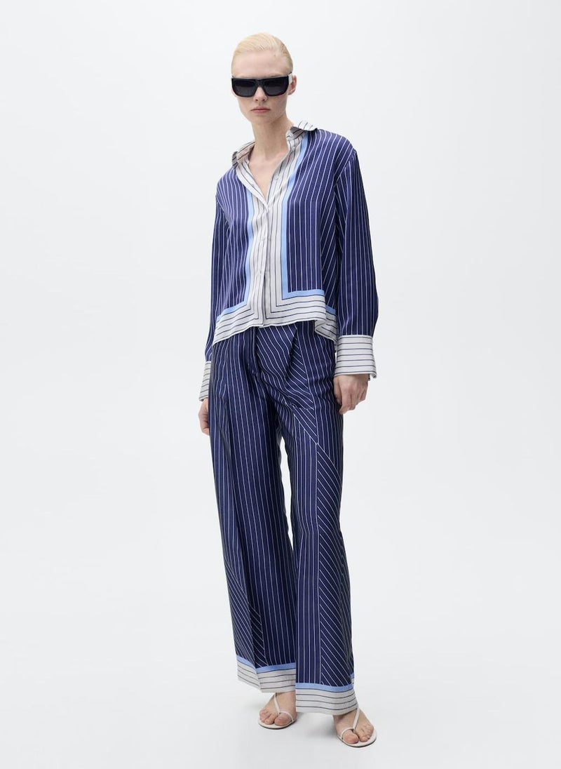 Satin Trousers With Combined Stripes