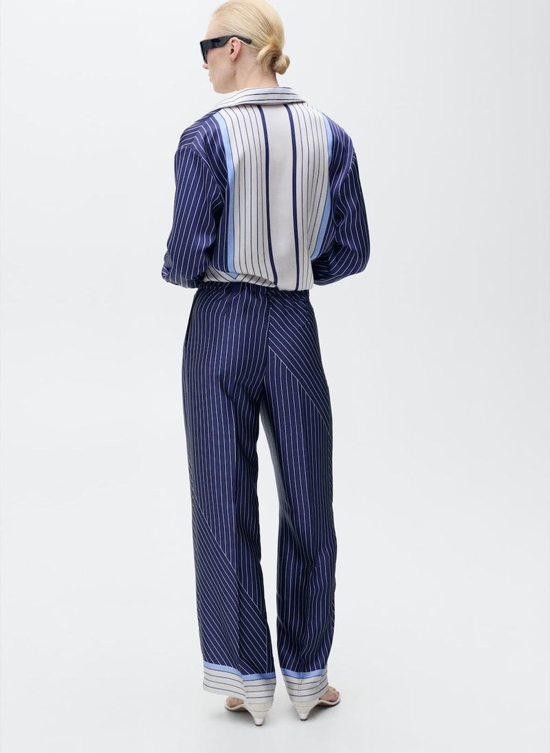 Satin Trousers With Combined Stripes
