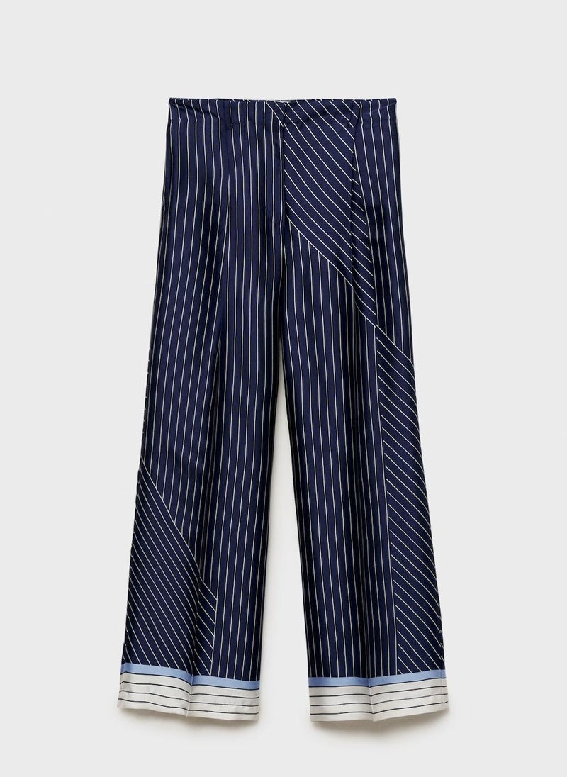 Satin Trousers With Combined Stripes