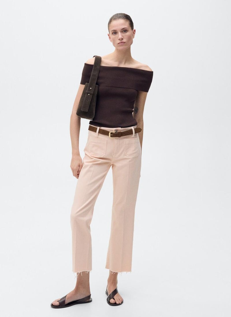 Flared Cropped Jeans With Pockets