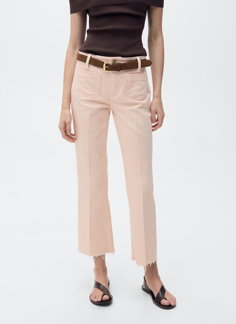 Flared Cropped Jeans With Pockets