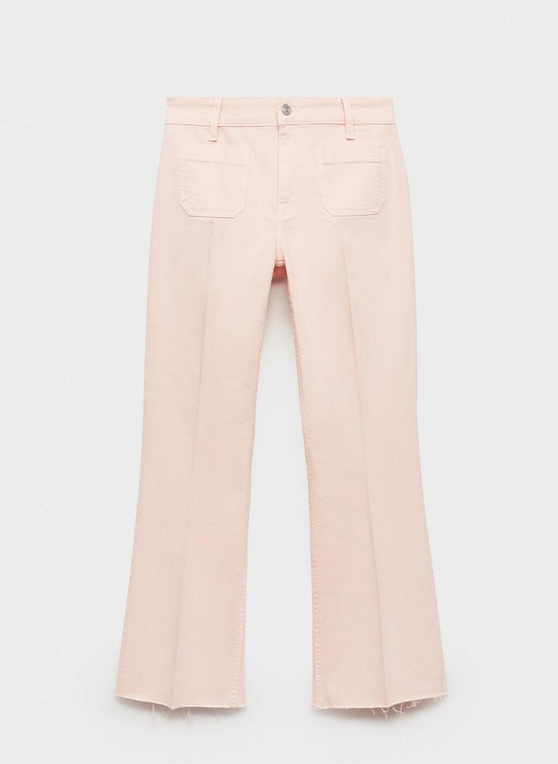 Flared Cropped Jeans With Pockets