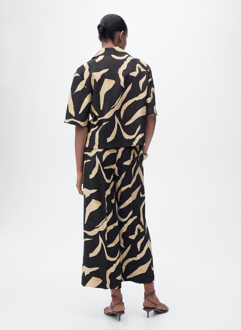 Printed Straight-Fit Trousers With Belt