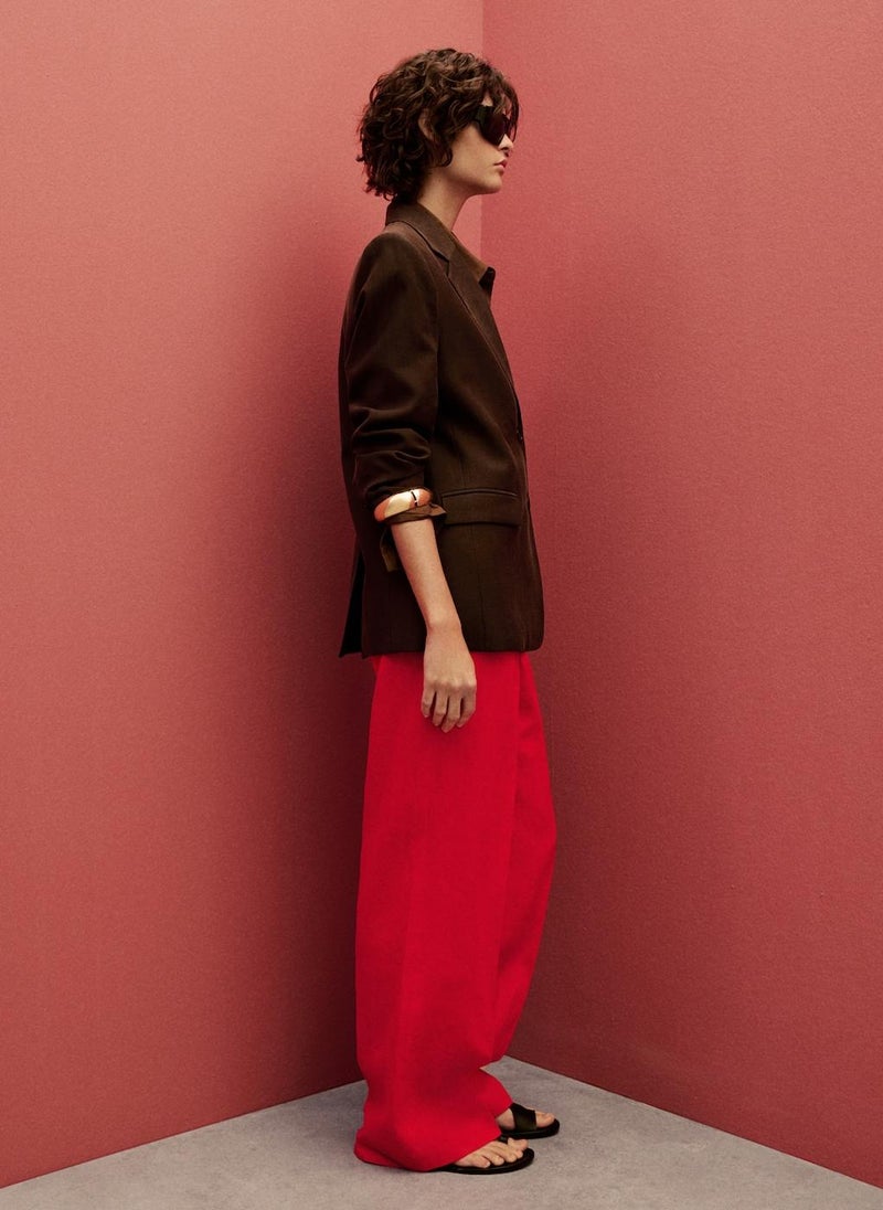 Straight-Fit Linen Suit Trousers