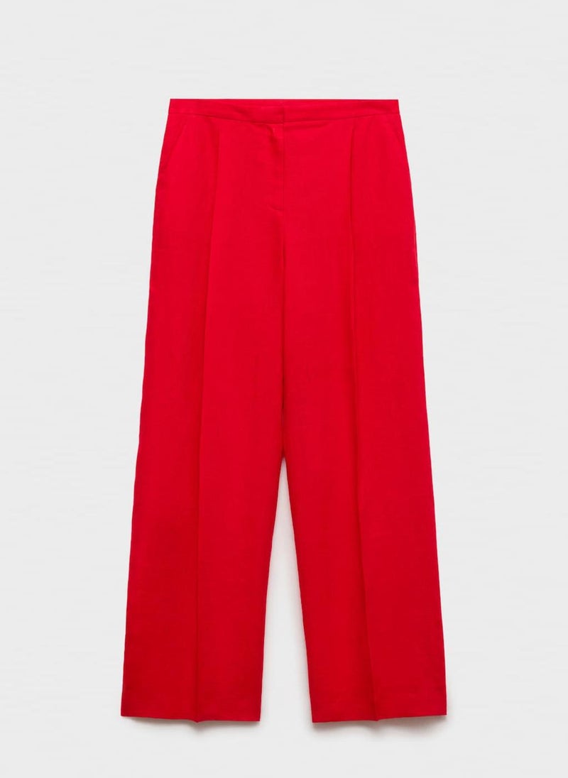 Straight-Fit Linen Suit Trousers