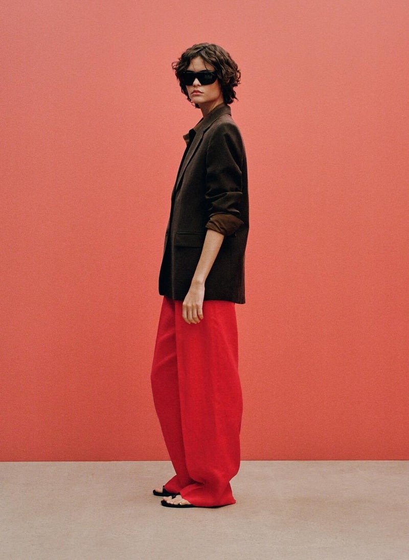 Straight-Fit Linen Suit Trousers