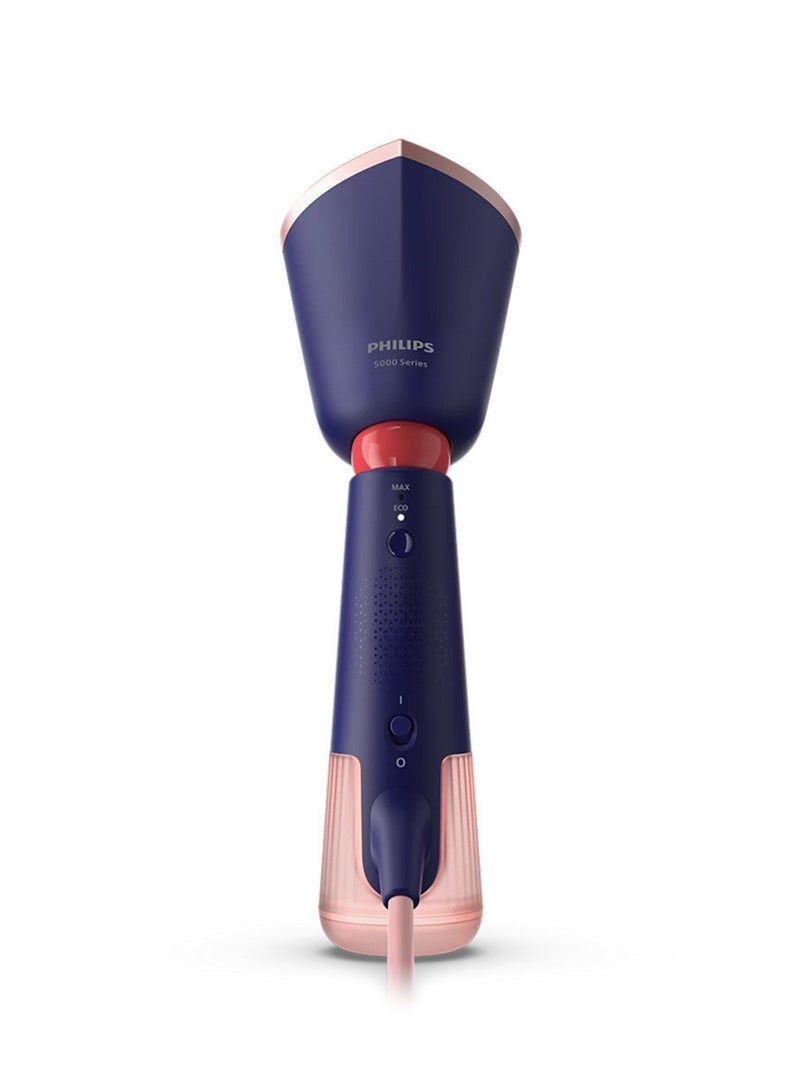 5000 series Handheld Steamer, 1300W,24 g/min continous steam,0.2 L removable water tank,Eco and Max settings,pointed tip,2-in-1 GlovePouch for travel ,StyleMat for safe steaming ,Active heated steam plate protects clothes 0.2 L 1300 W STH5030/20 Blue
