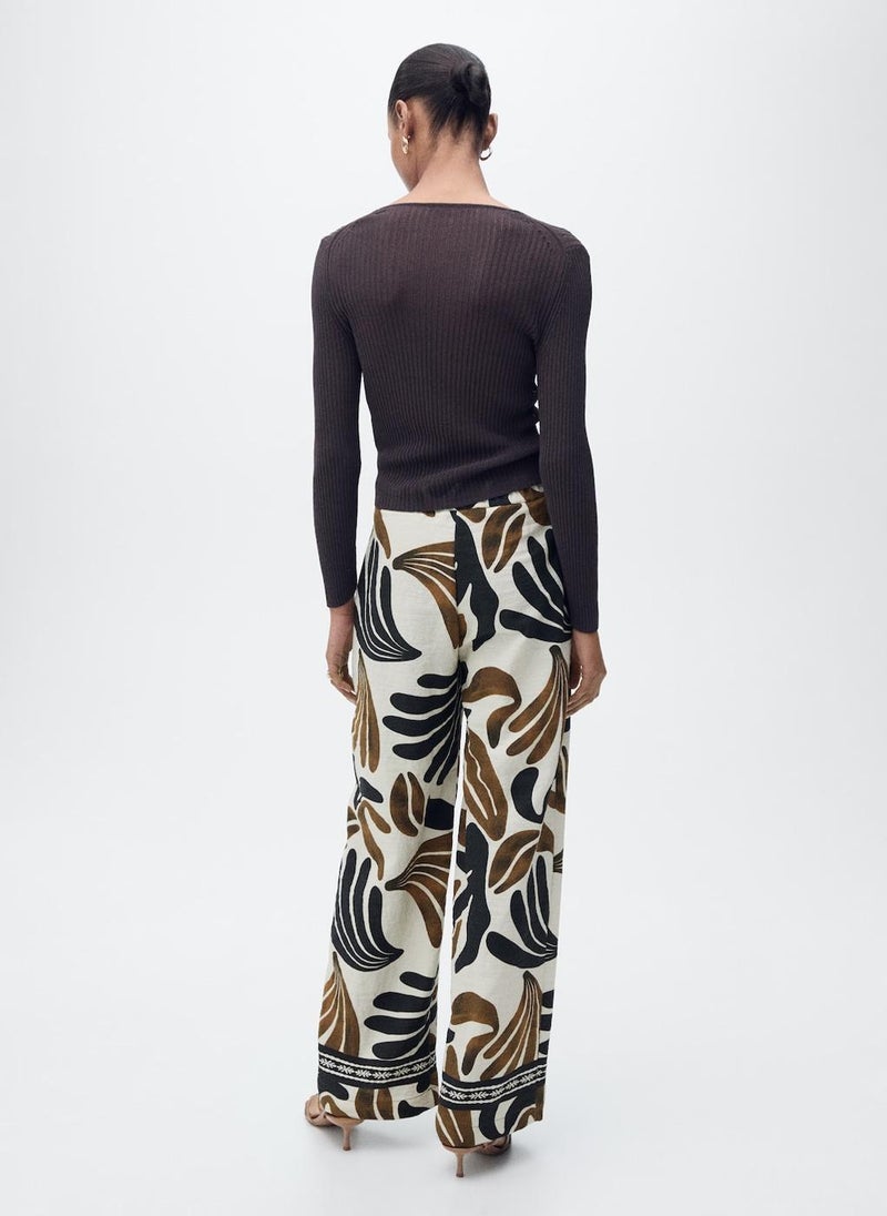 Abstract-Print Wideleg Trousers