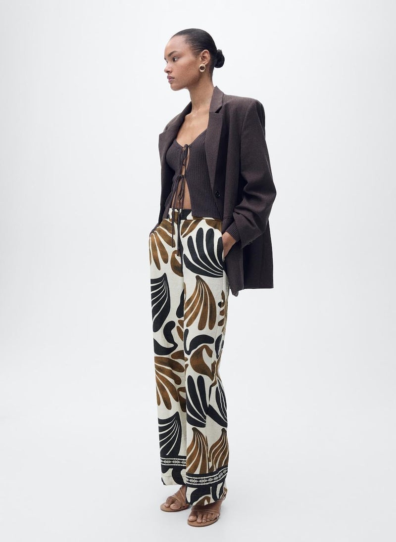 Abstract-Print Wideleg Trousers