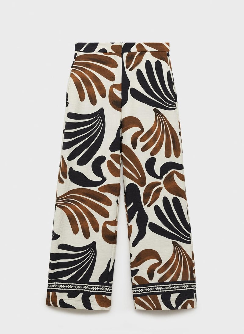 Abstract-Print Wideleg Trousers