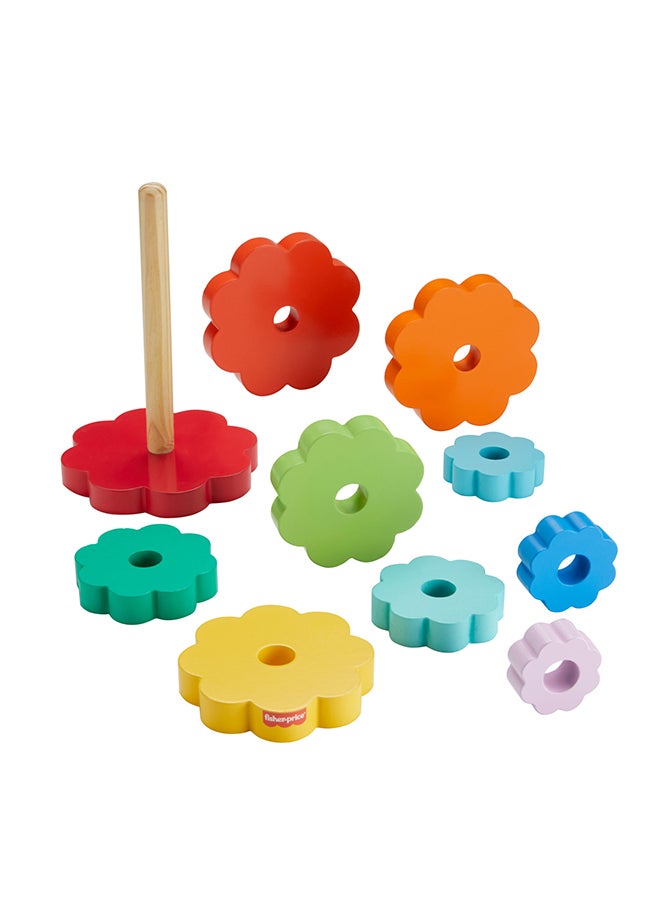 Wood Toddler Toy Ring Stacker, 10-Piece Wooden Stacking Activity For Fine Motor Skills Play Kids Ages 18+ Months