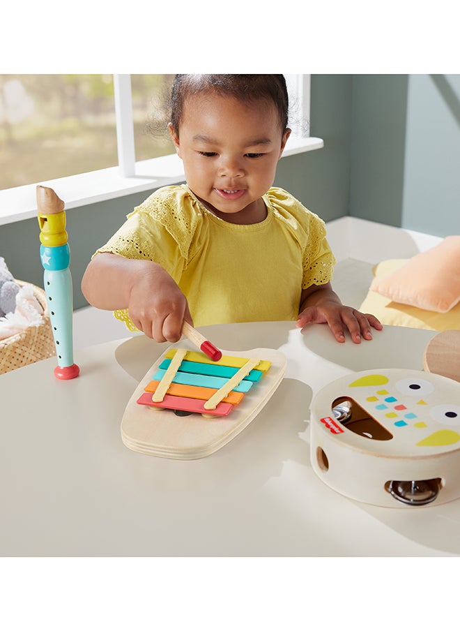 Toddler Toy Wooden Musical Instruments Gift Set With 6 Wood Pieces For Developmental Play Kids Ages 2+ Years