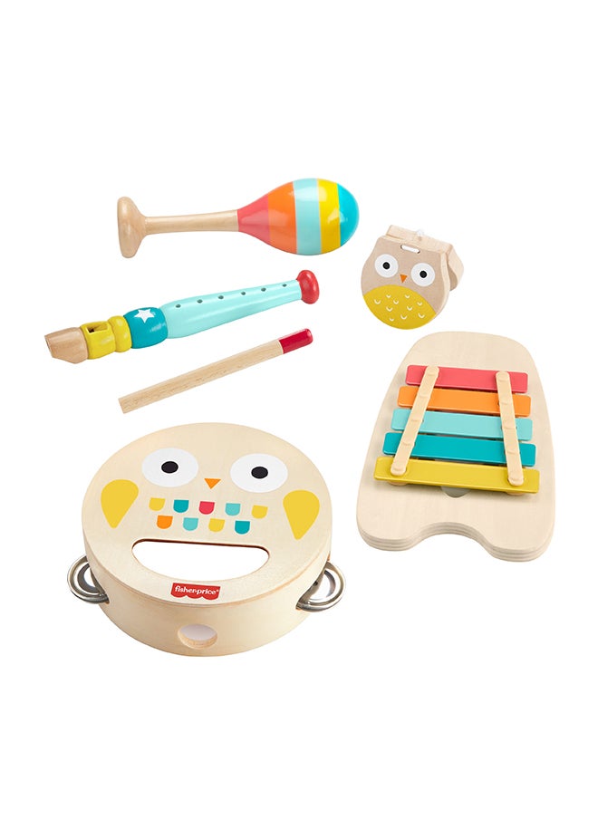 Toddler Toy Wooden Musical Instruments Gift Set With 6 Wood Pieces For Developmental Play Kids Ages 2+ Years