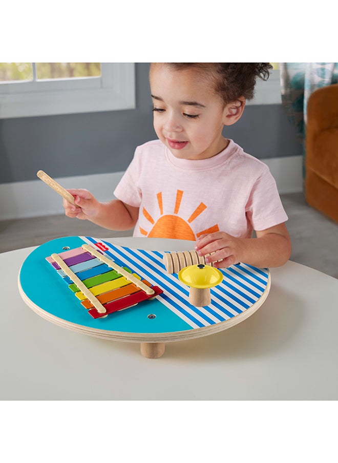 Wood Toddler Toy Musical Table, 3-Piece Wooden Percussion Instrument For Developmental Play Kids Ages 2+ Years