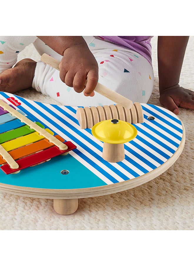 Wood Toddler Toy Musical Table, 3-Piece Wooden Percussion Instrument For Developmental Play Kids Ages 2+ Years