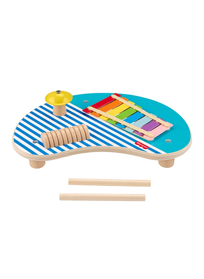 Wood Toddler Toy Musical Table, 3-Piece Wooden Percussion Instrument For Developmental Play Kids Ages 2+ Years