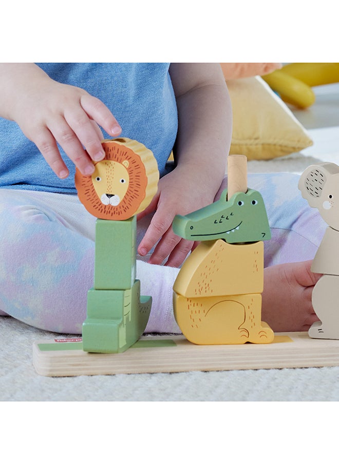 Wood Baby Toy Stack & Sort Animals, 10 Wooden Pieces For Developmental Play For Infants & Toddlers Ages 1+ Years