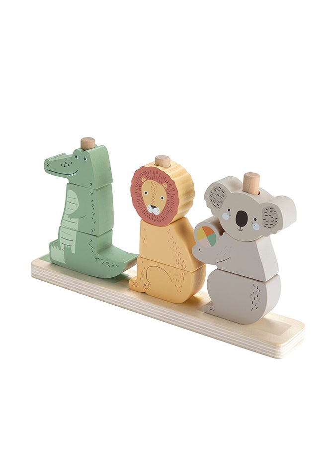 Wood Baby Toy Stack & Sort Animals, 10 Wooden Pieces For Developmental Play For Infants & Toddlers Ages 1+ Years