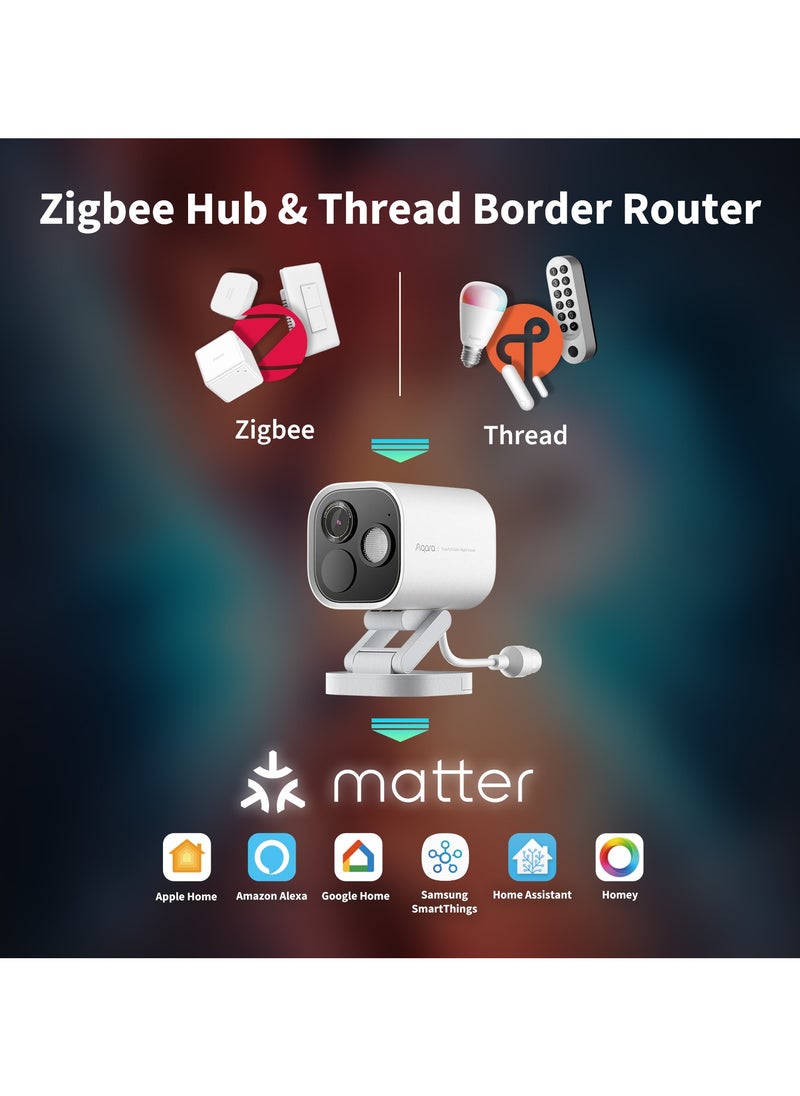 Aqara Camera Hub G5 Pro WIFI Version 32GB eMMC, Zigbee and Thread Support, AI-powered Visual and Audio Detection, True Color Night Vision,Integration with Apple HomeKit and Alexa-Global version White
