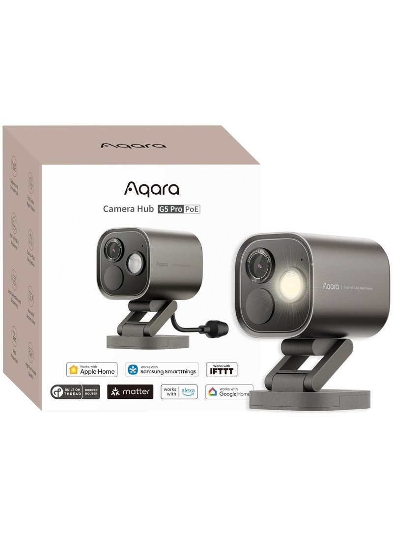 Aqara Camera Hub G5 Pro POE Version 32GB eMMC, Zigbee and Thread Support, AI-powered Visual and Audio Detection, True Color Night Vision,Integration with Apple HomeKit and Alexa-Global version Gray