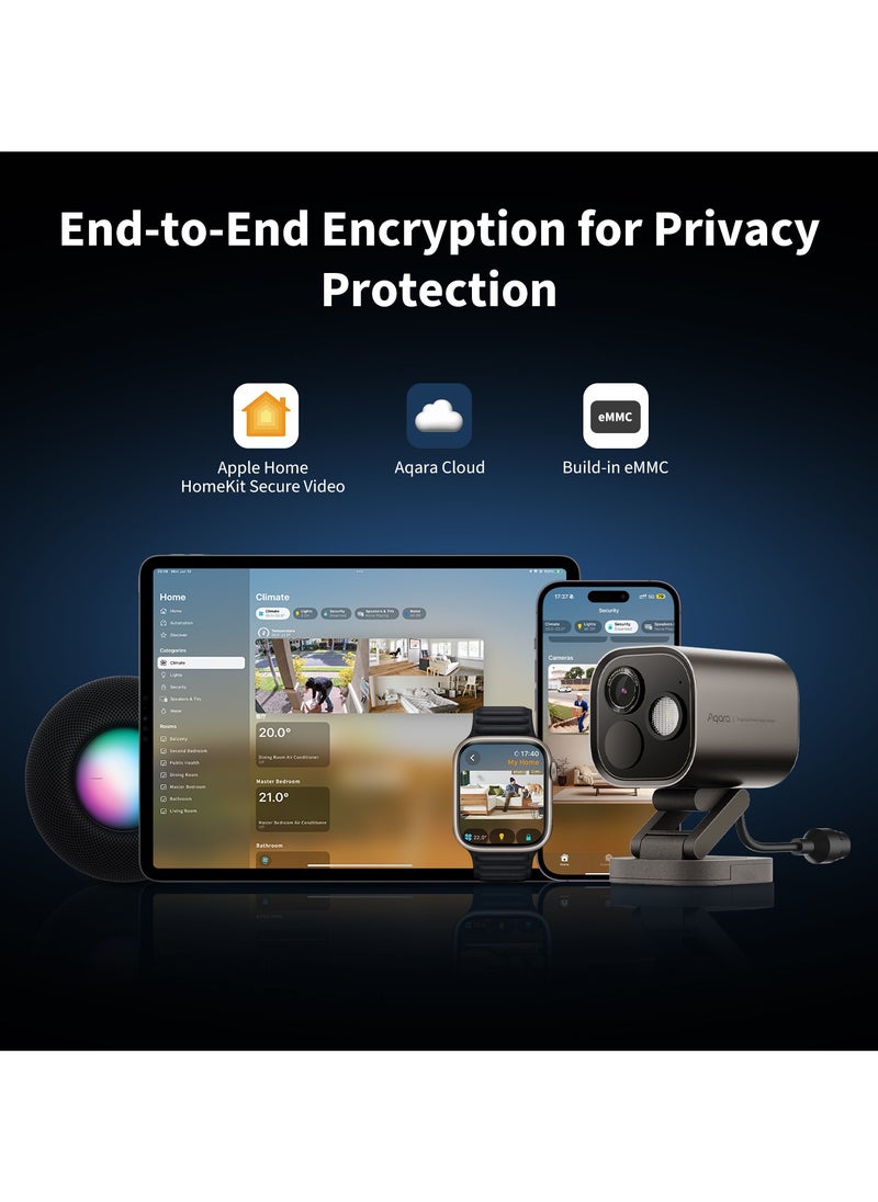 Aqara Camera Hub G5 Pro POE Version 32GB eMMC, Zigbee and Thread Support, AI-powered Visual and Audio Detection, True Color Night Vision,Integration with Apple HomeKit and Alexa-Global version Gray