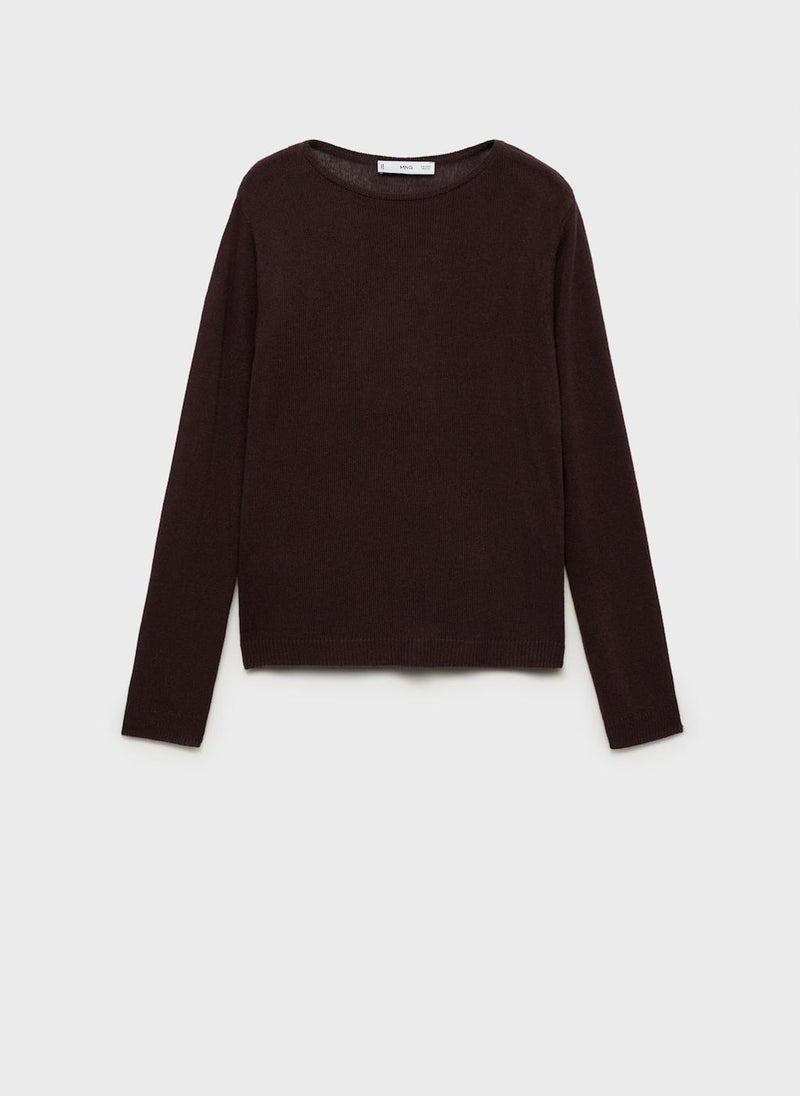 Linen Blend Boat Neck Sweater