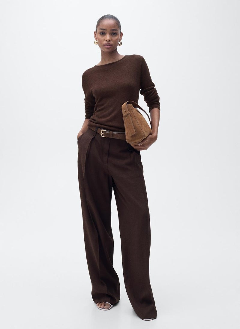Linen Blend Boat Neck Sweater