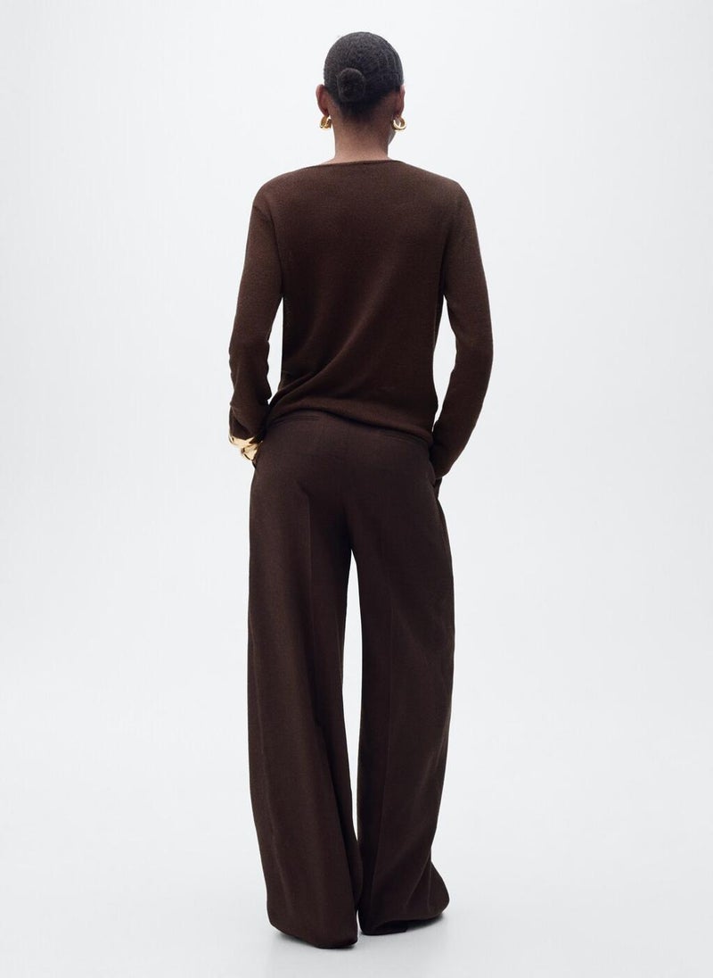 Linen Blend Boat Neck Sweater