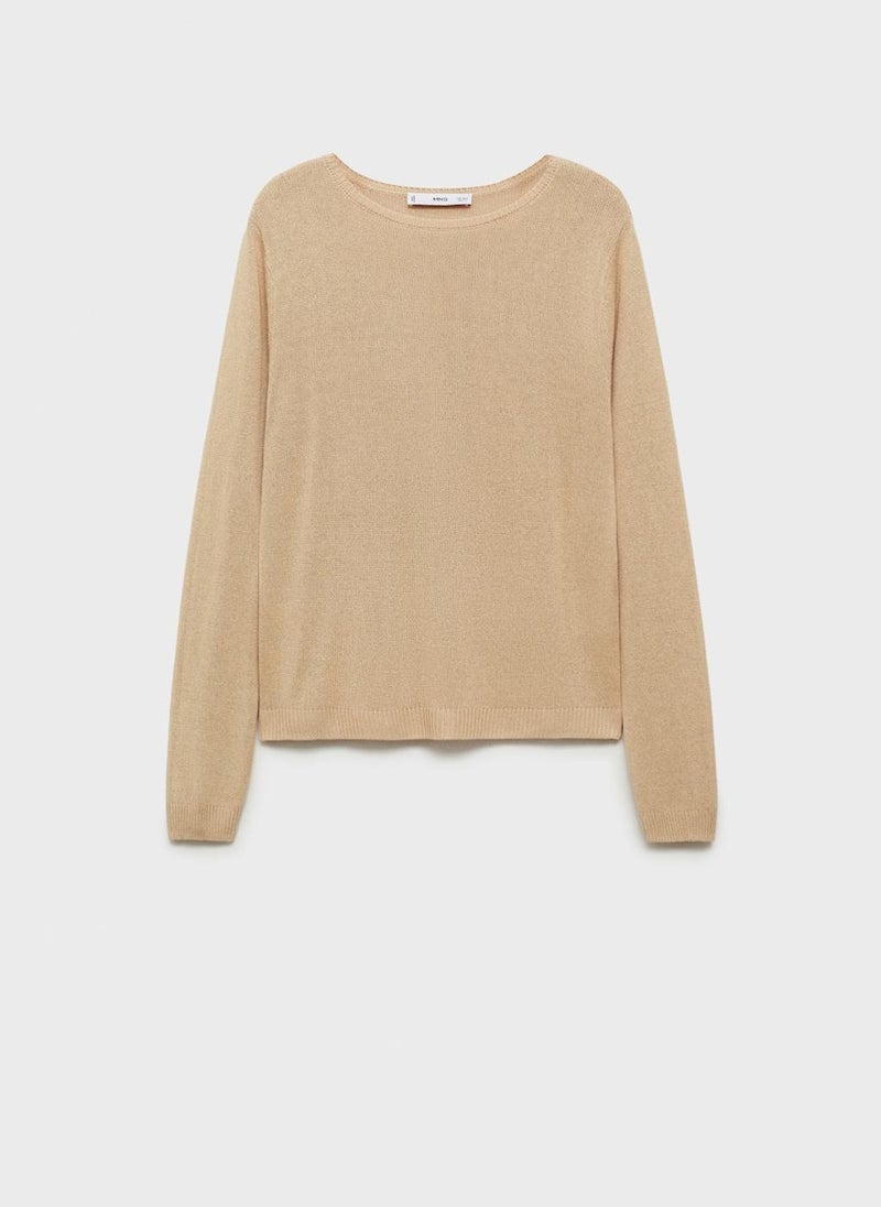 Linen Blend Boat Neck Sweater
