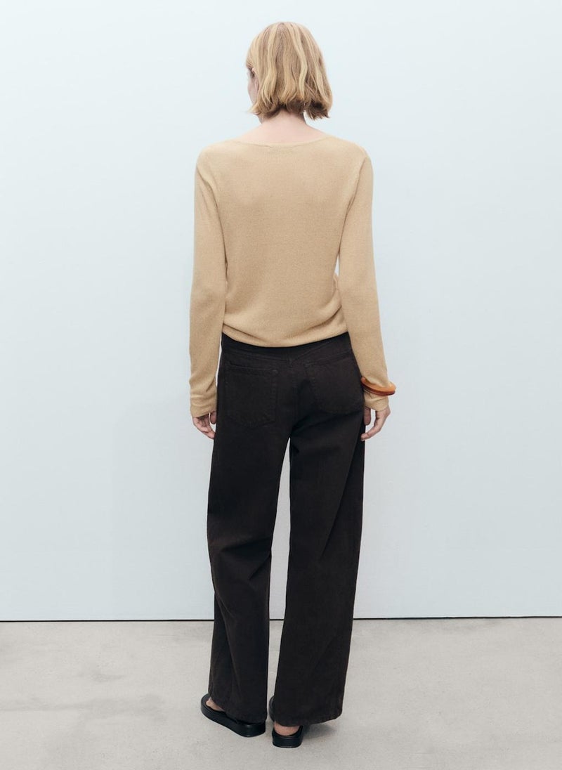 Linen Blend Boat Neck Sweater