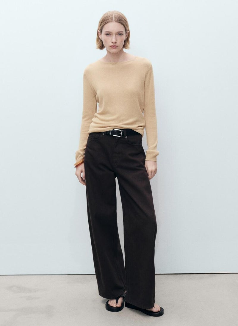 Linen Blend Boat Neck Sweater