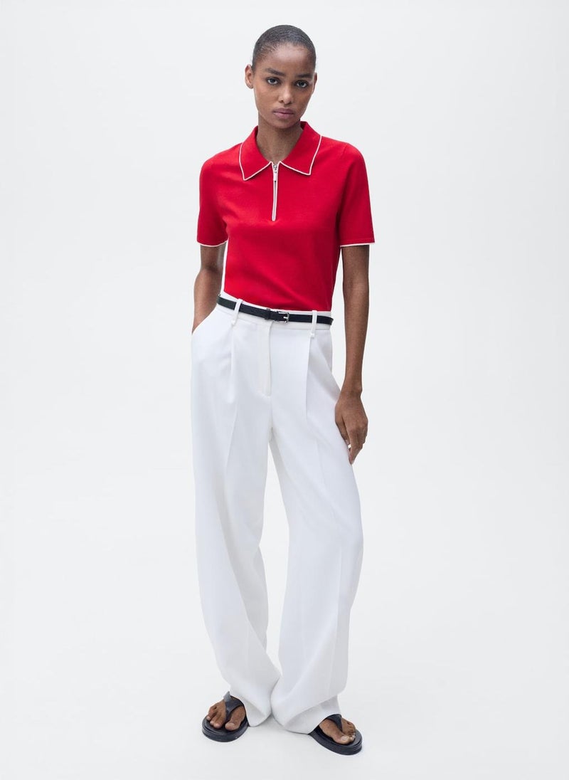 Polo-Neck With Contrasting Trims Sweater