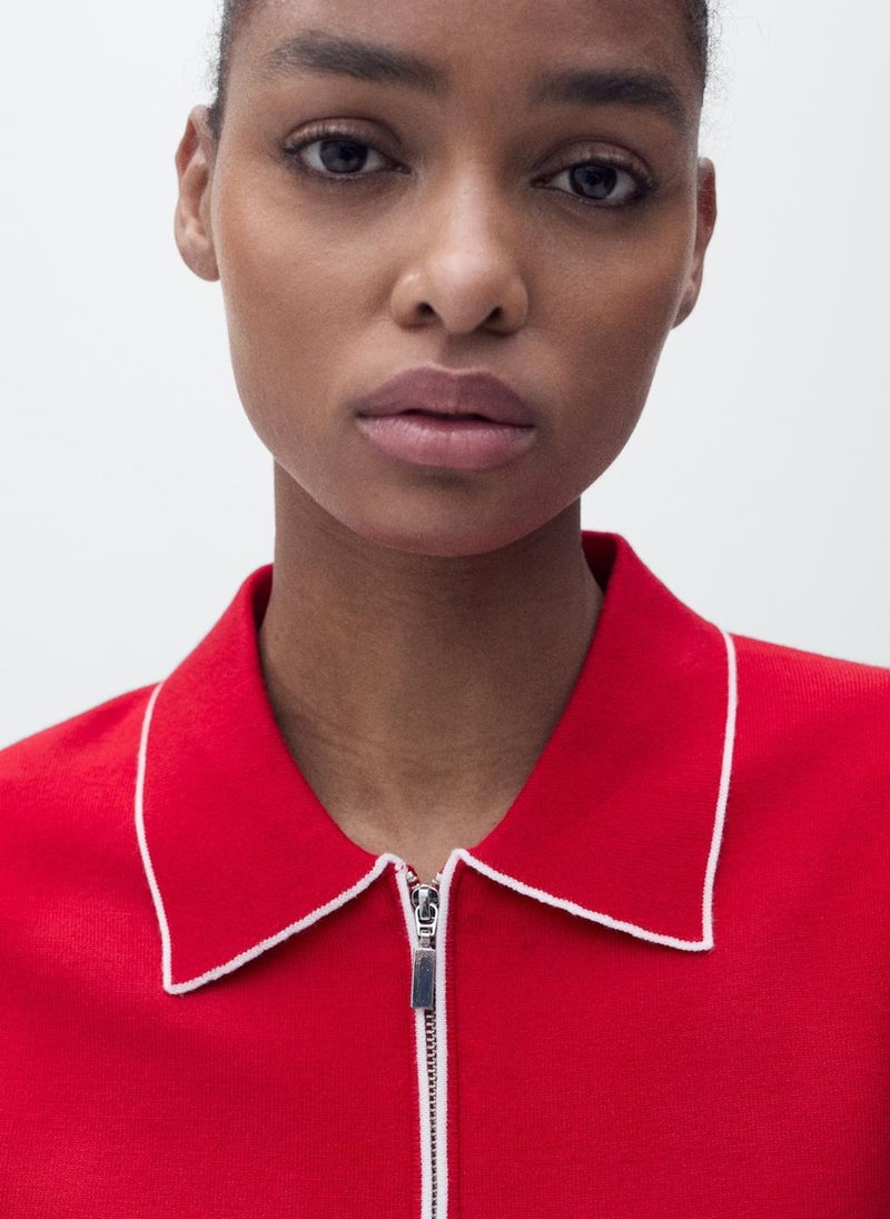 Polo-Neck With Contrasting Trims Sweater
