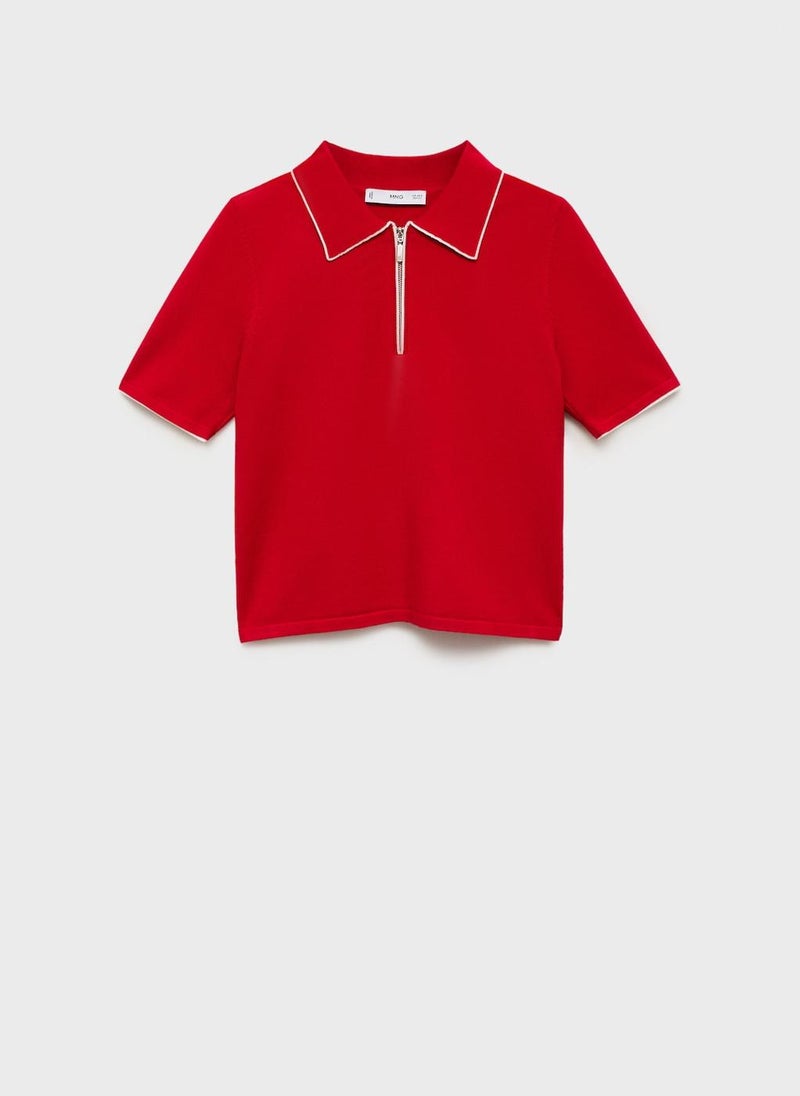 Polo-Neck With Contrasting Trims Sweater