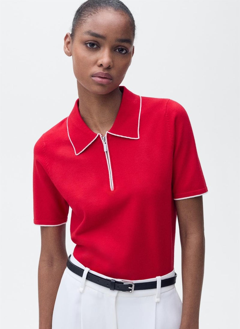 Polo-Neck With Contrasting Trims Sweater