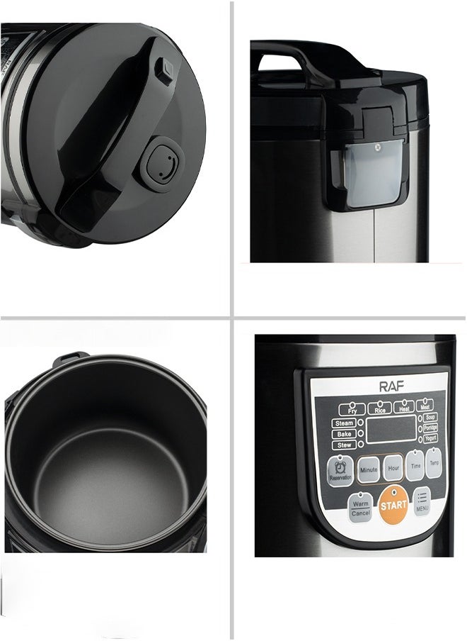 5L Digital Rice Cooker,Food Steamer,Slow Cooker,Stainless Exterior/Nonstick Pot 900W R.178 Silver/Black