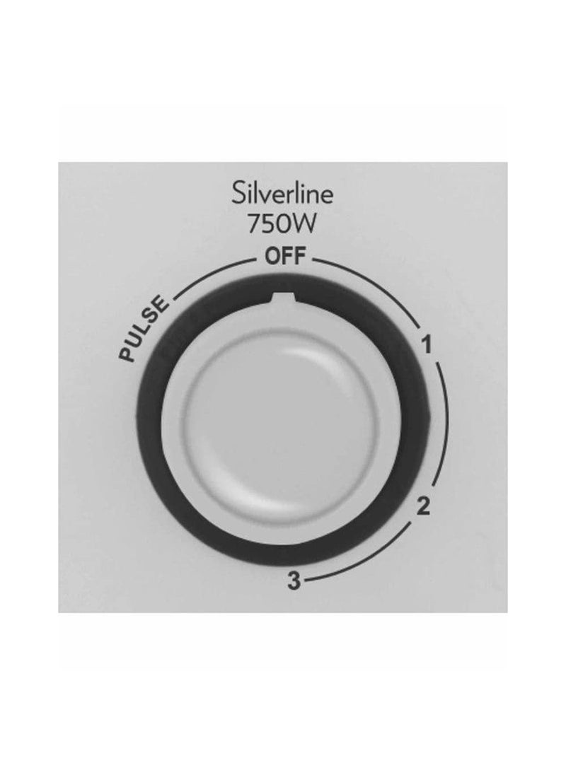 Borosil Silverline Mixer Grinder, for Wet/Dry Mixing & Grinding, 750 Watts, 3 Stainless Steel Jars (400 ml Chutney Jar, 1.5 L Blending Jar, 1.2 L Dry/Wet Grinding Jar), Mixie for Kitchen