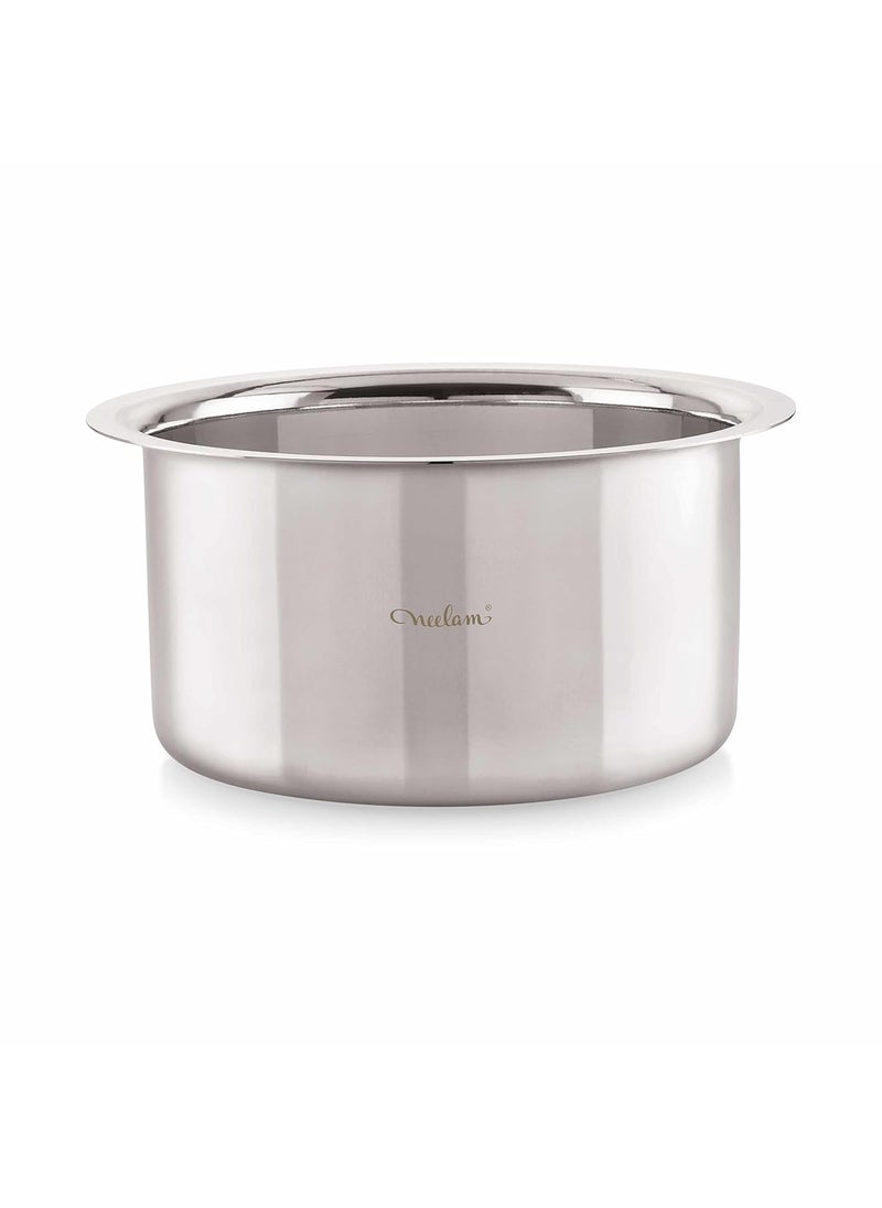 Neelam Stainless Steel 21, 22 Gauge, Induction & Gas Stove Friendly Flat Bottom Tope/Patila/Topiya, 10450 ml, Ideal for Boiling, Steaming, and Cooking, with Excellent Heat Retention, Sliver