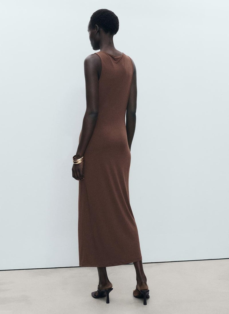 Draped With Metallic Detail Dress