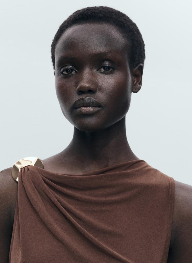 Draped With Metallic Detail Dress