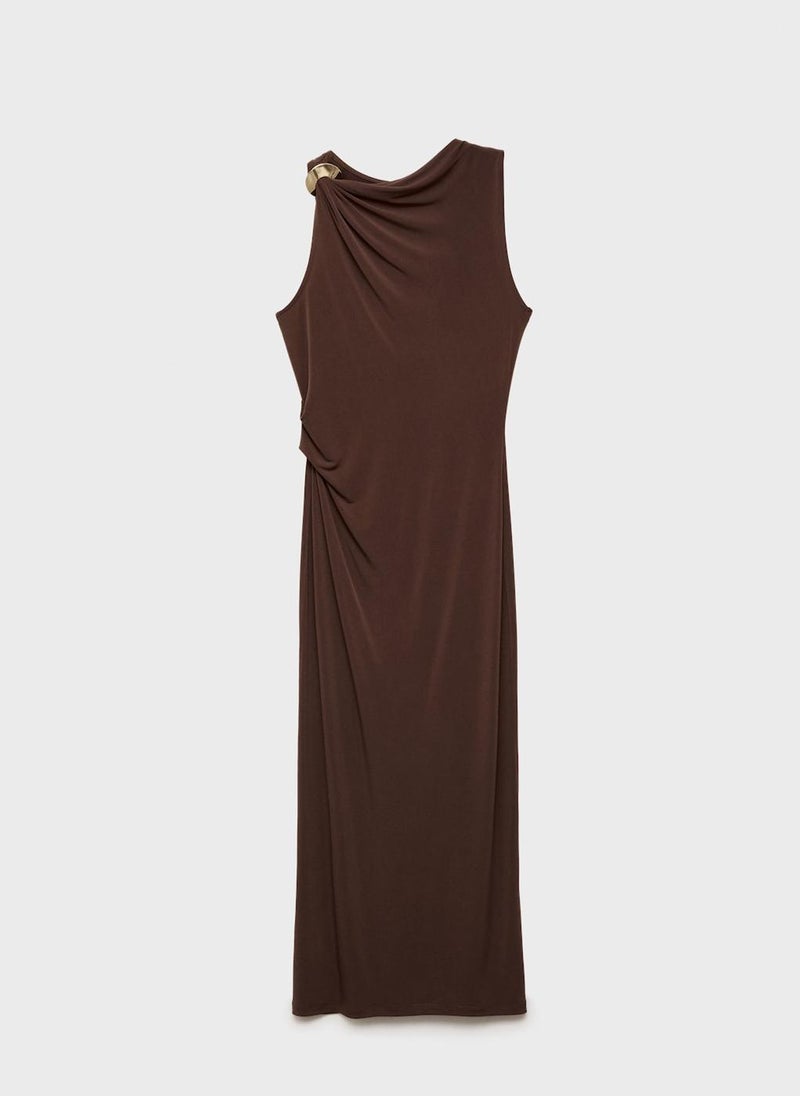 Draped With Metallic Detail Dress