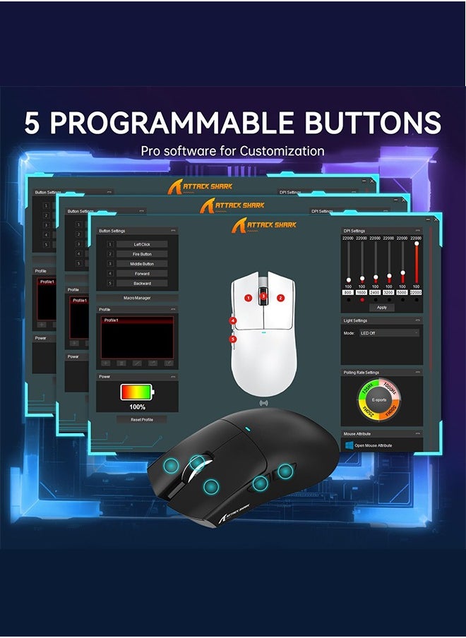 X11 Lightweight Wireless Gaming Mouse with RGB Charging Dock,Tri-Mode-2.4G/USB-C Wired/BT,22K DPI,PAW3311 Optical Sensor,HUYU Switch,7 programmable Buttons for PC/Mac(Black)