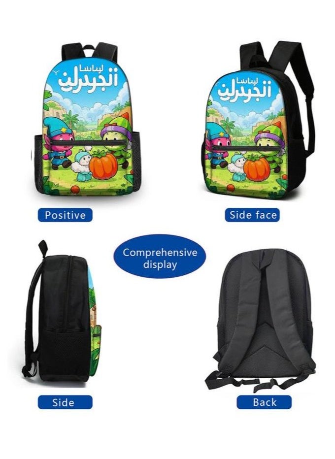 Cartoon three-piece schoolbag with zipper - 1394