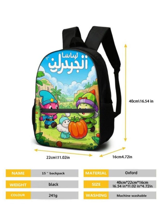 Cartoon three-piece schoolbag with zipper - 1394