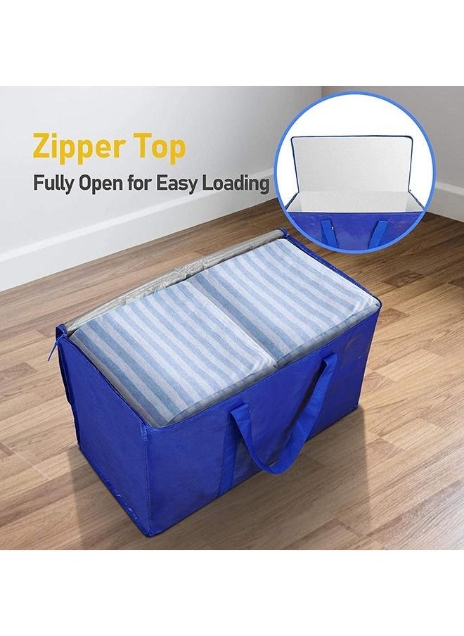 Moving Bags, 2 Pack Extra Large Storage Tote, Heavy-Duty Foldable Storage Tote with Zippers and Strong Carrying Handles, College Moving Supplies, Prefer for Travelling, Moving, Camping