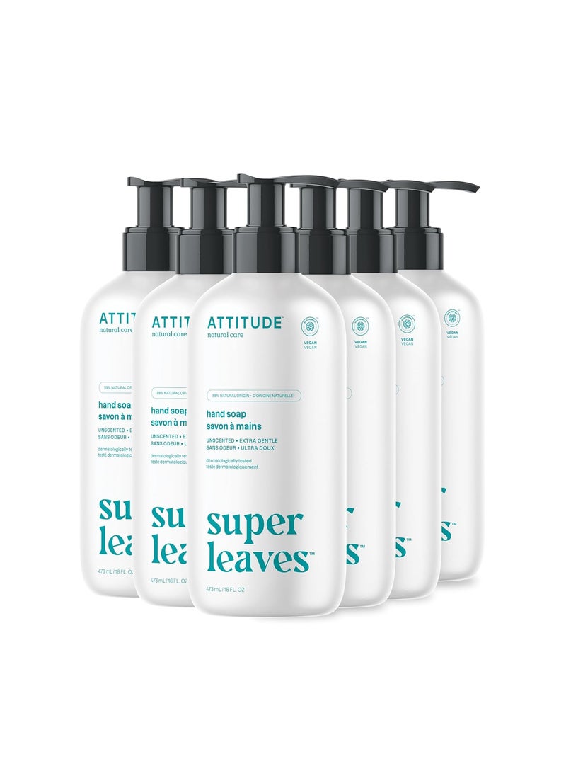 ATTITUDE Liquid Hand Soap EWG Verified Plant and MineralBased Vegan Personal Care Products Unscented 16 Fl Oz Pack of 6