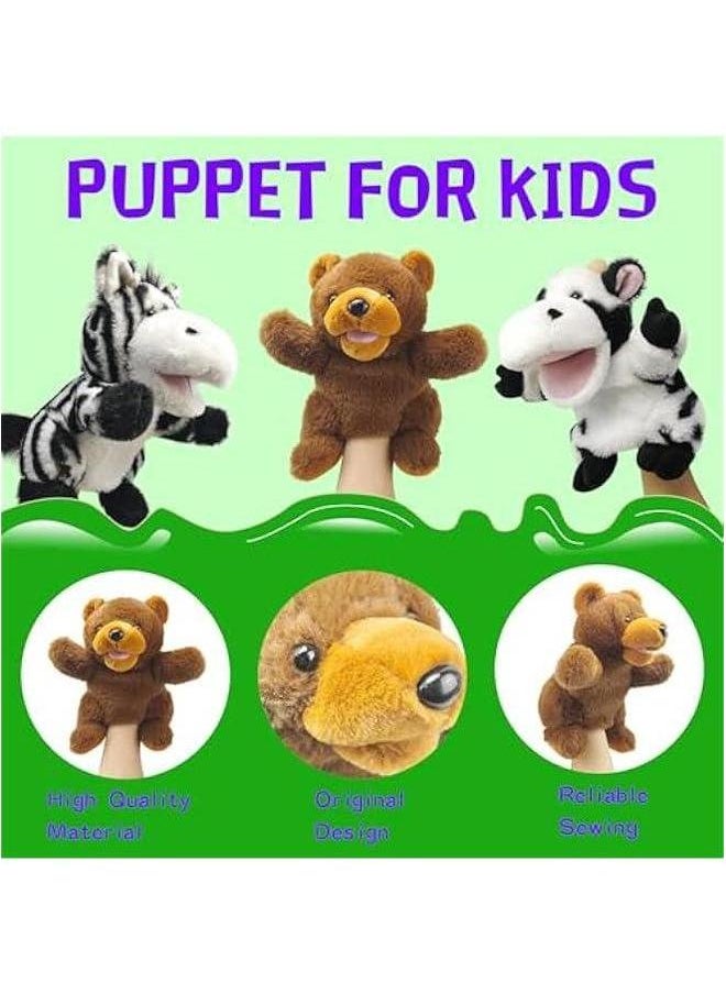 Hand Puppets Bear Puppet,10 Animal for Kids，Hand Toddlers 1-3 and Kids with Movable Mouth,Sloth Stuffed Plush Toy Gift Interactive Storytelling