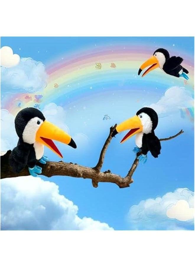 Puppet Toucan Hand Puppet,13.8 Animal Puppets Stuffed for Kids with Movable Mouth,Puppet Plush Multi-Color Toys Bird Role Play Teaching(Big Black)
